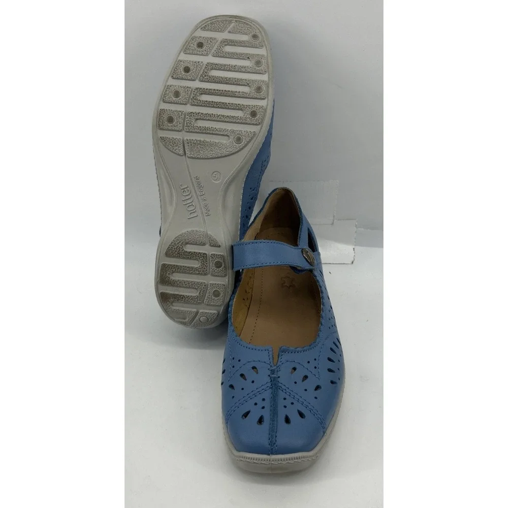 Hotter Chile Mary Jane Low Shoes Blue Slip On Hook And‎ Loop Women's 7.5
